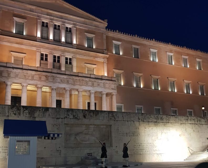 Athens: Evening Guided Walking Tour with Plaka & Dinner - Hadrian’s Arch and the Temple of Zeus ruins: classic Athens, lit