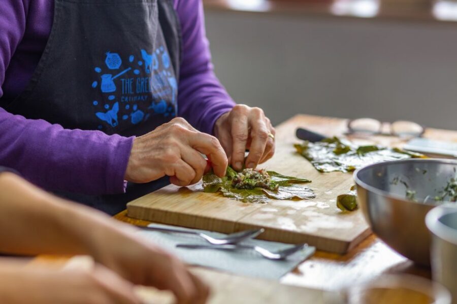 Athens: Food Market Visit and Cooking Class with Wine - Getting started at The Greek Kitchen on Athinas 36