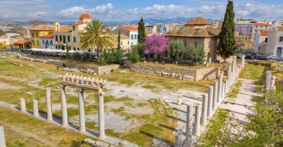 Athens: Roman Agora & Ancient Agora E-ticket & 2 Audio Tours - Ancient Agora entrance with construction: using the Apostolou Pavlou route