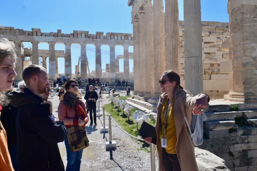 Athens: The Acropolis Guided Walking Tour in German - The top monuments: myths, architectural tricks, and what to look for