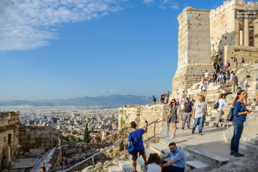 Athens: The Acropolis Walking Group Tour with a French Guide - Temple of Athena Nike, the Propylaea gateway, and the Erechtheum details