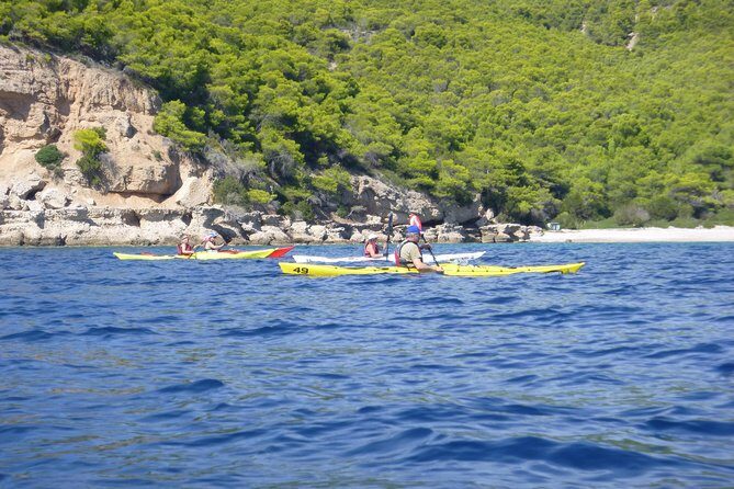 Epidavros sea kayak at the Ancient sunken city tour, small ancient theater - Snorkeling over ancient ruins: masks, shallow water, and turtles