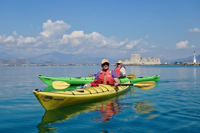 Sea Kayak Nafplio - Medieval Castles Tour - Bourtzi Island Castle: port defenses, lighthouse angles, and picture-perfect water