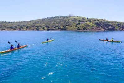Sounio Sea Kayak Tour to the Temple of Poseidon full program - On-the-water coaching: tandem kayaks, wind, safety, and photos